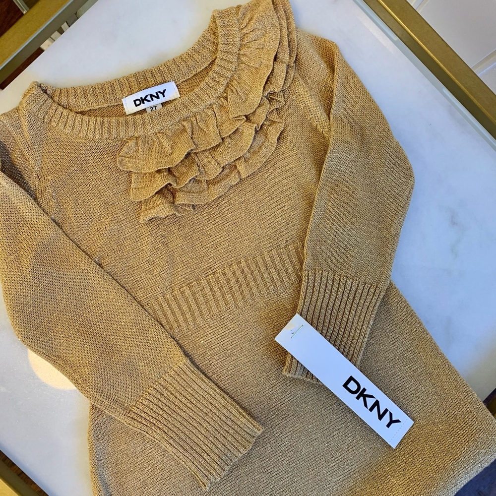 NWT Dkny Gold Shimmering Dress 2T